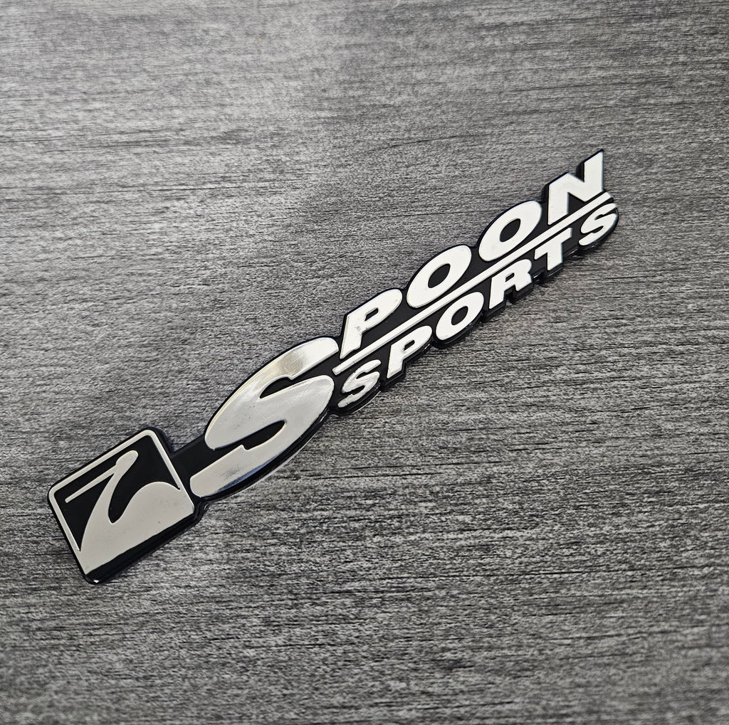 BRAND NEW UNIVERSAL SPOON SPORTS CHROME ABS PLASTIC TRUNK EMBLEM BADGE STICKER