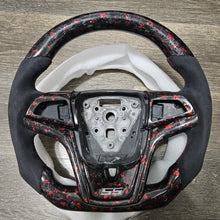 Load image into Gallery viewer, BRAND NEW CHEVROLET CAMARO 2012-2015 Real Carbon Fiber FORGE RED Flat Alcantara Steering Wheel