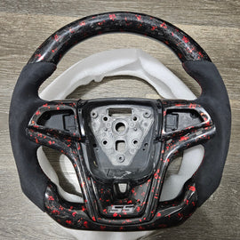 BRAND NEW CHEVROLET CAMARO 2012-2015 Real Carbon Fiber FORGE RED Flat Alcantara Steering Wheel
