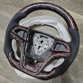 BRAND NEW CHEVROLET CAMARO 2012-2015 Real Carbon Fiber FORGE RED Flat Alcantara Steering Wheel