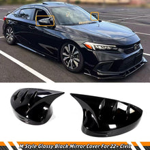Load image into Gallery viewer, BRAND NEW 2022-2026 Honda Civic Mugen Horn Style Gloss Black Side Mirror Cover Caps W/O Light