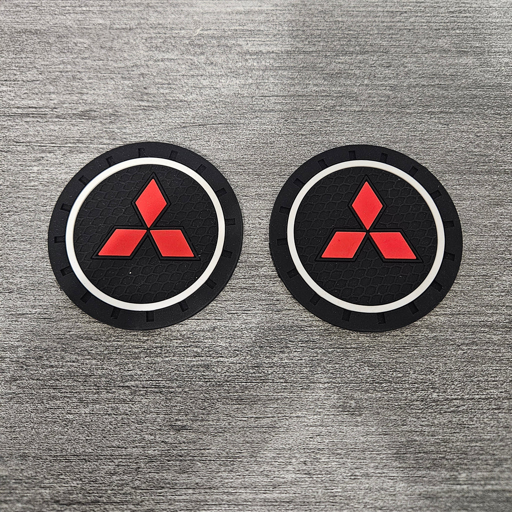 Brand New 2PCS MITSUBISHI Rubber Car Cup Holder Pad Water Cup Slot Non-Slip Mat Universal