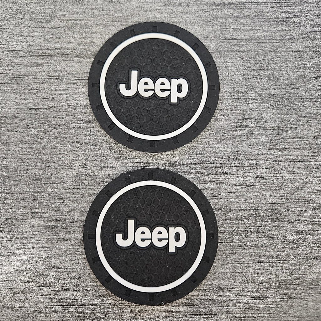 Brand New 2PCS JEEP Rubber Car Cup Holder Pad Water Cup Slot Non-Slip Mat Universal
