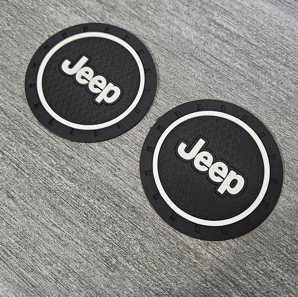 Brand New 2PCS JEEP Rubber Car Cup Holder Pad Water Cup Slot Non-Slip Mat Universal