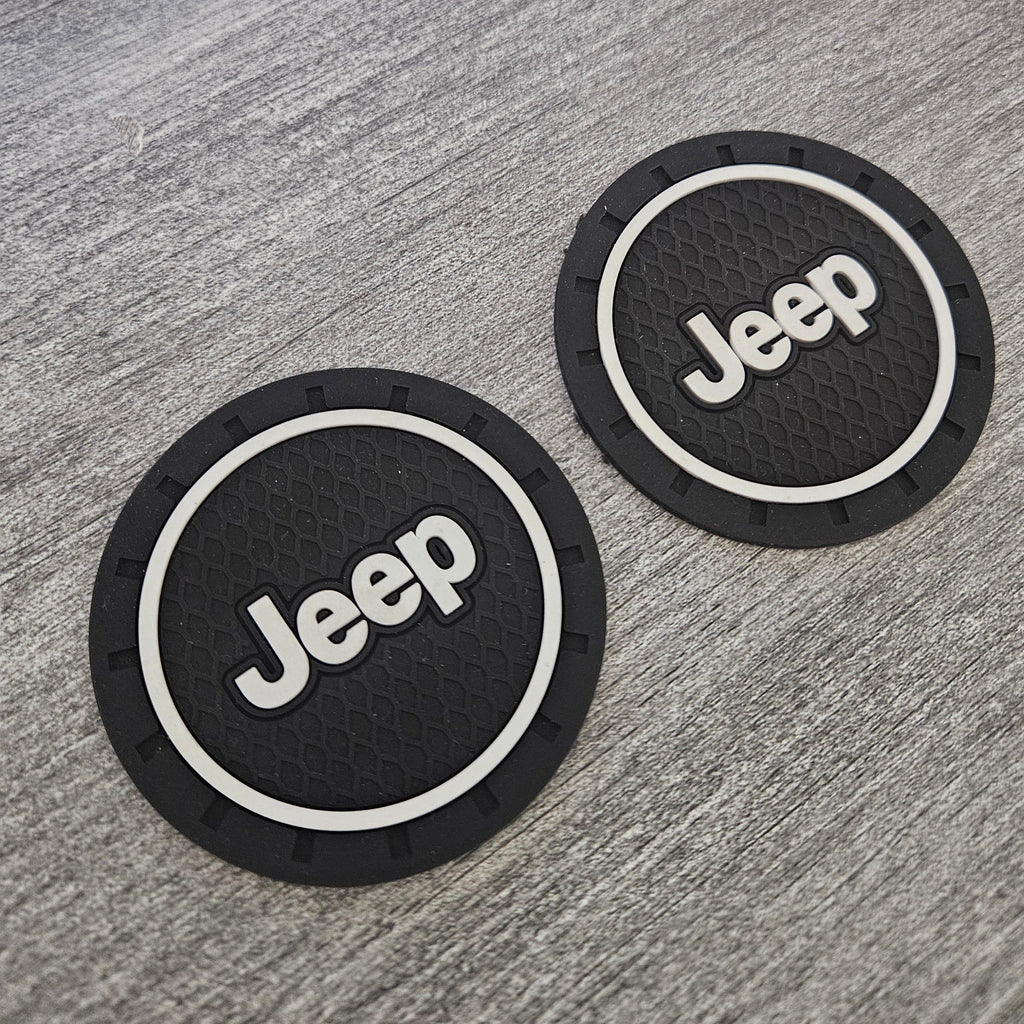 Brand New 2PCS JEEP Rubber Car Cup Holder Pad Water Cup Slot Non-Slip Mat Universal