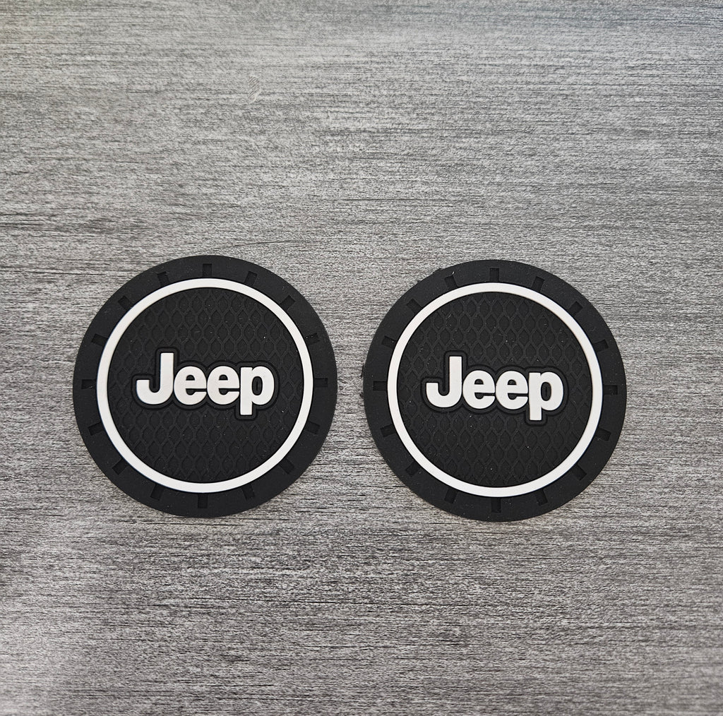 Brand New 2PCS JEEP Rubber Car Cup Holder Pad Water Cup Slot Non-Slip Mat Universal