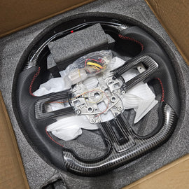 BRAND NEW 2015-2017 FORD MUSTANG ECO BOOST/ GT/ SHELBY GT350/ GT350R Real Carbon Fiber Steering Wheel Integrated LED With Replacement Trim