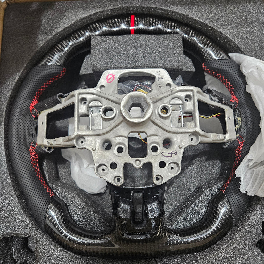 BRAND NEW 2015-2017 FORD MUSTANG ECO BOOST/ GT/ SHELBY GT350/ GT350R Real Carbon Fiber Steering Wheel Integrated LED With Replacement Trim