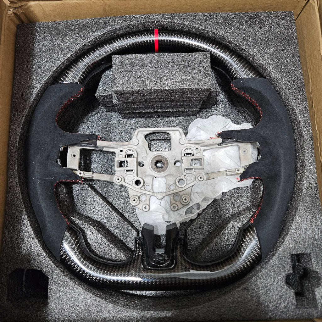 BRAND NEW 2015-2017 FORD MUSTANG ECO BOOST/ GT/ SHELBY GT350/ GT350R Real Carbon Fiber Steering Wheel Without Replacement Trim