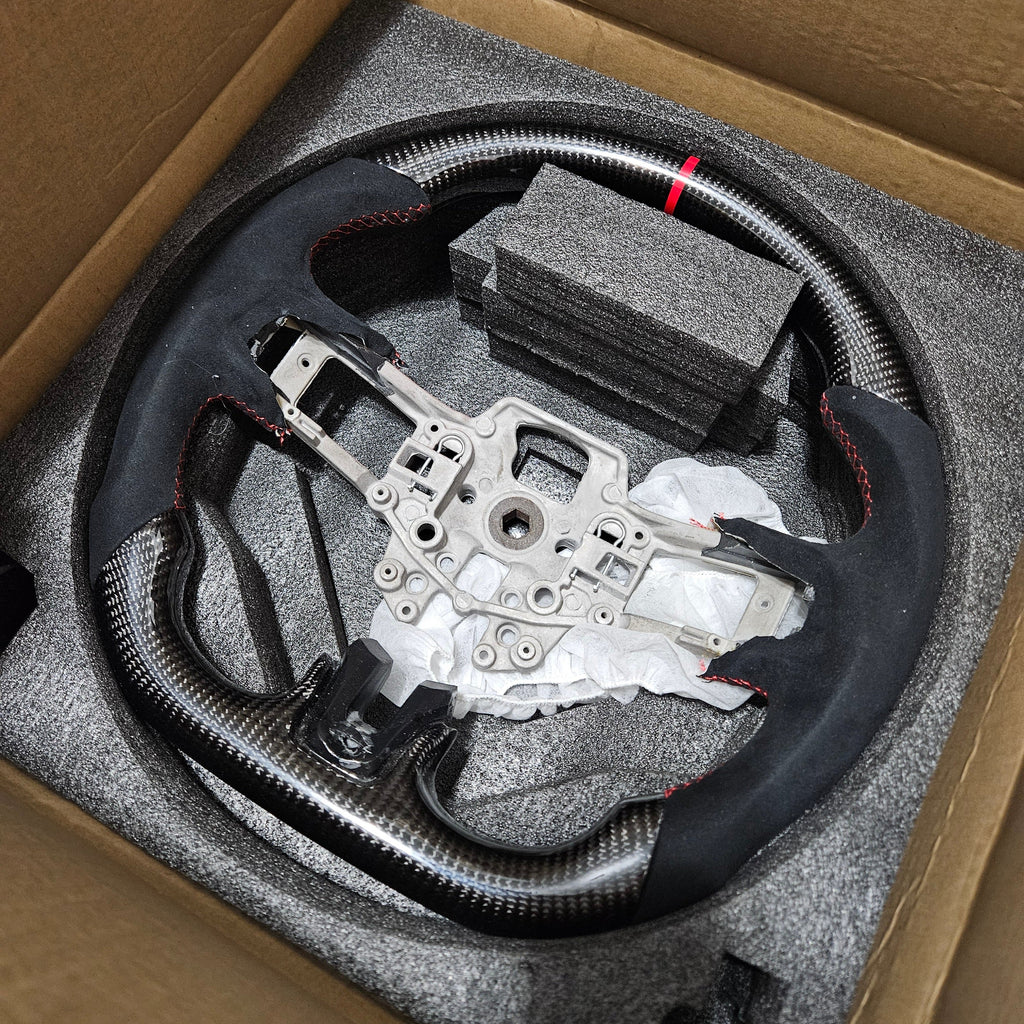 BRAND NEW 2015-2017 FORD MUSTANG ECO BOOST/ GT/ SHELBY GT350/ GT350R Real Carbon Fiber Steering Wheel Without Replacement Trim