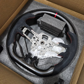 BRAND NEW 2015-2017 FORD MUSTANG ECO BOOST/ GT/ SHELBY GT350/ GT350R Real Carbon Fiber Steering Wheel Without Replacement Trim