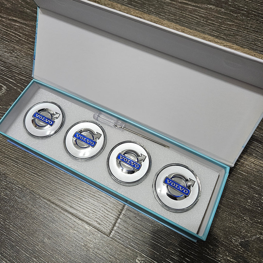BRAND NEW 4PCS VOLVO 63MM LED ILLUMINATED WHEEL RIM CENTER CAPS HUBS COVER FOR VOLVO