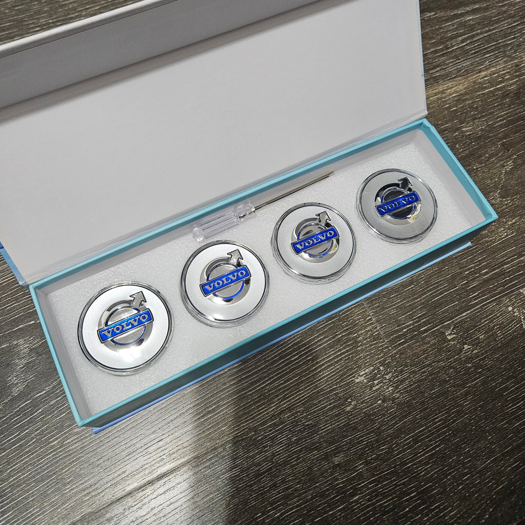 BRAND NEW 4PCS VOLVO 63MM LED ILLUMINATED WHEEL RIM CENTER CAPS HUBS COVER FOR VOLVO