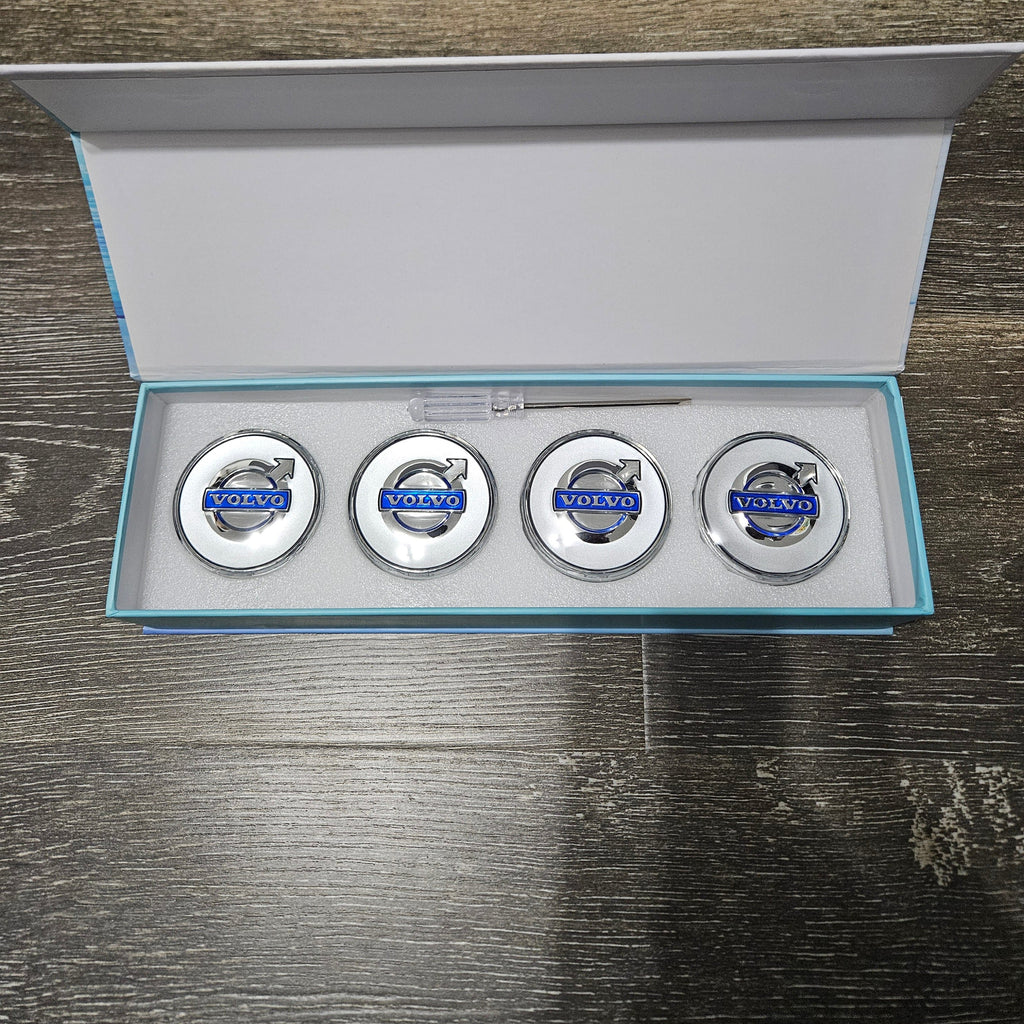 BRAND NEW 4PCS VOLVO 63MM LED ILLUMINATED WHEEL RIM CENTER CAPS HUBS COVER FOR VOLVO