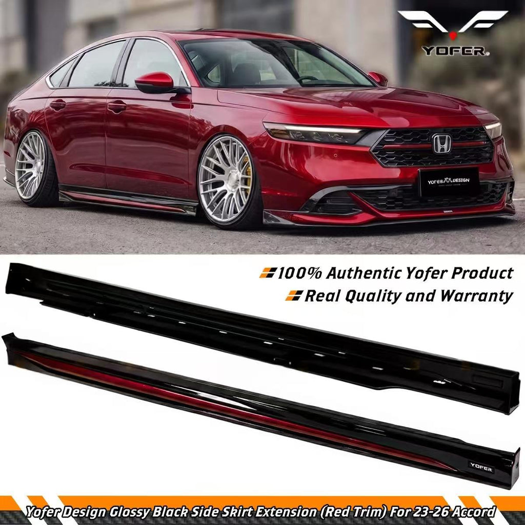 BRAND NEW 2023-2026 Honda Accord 11th Gen Yofer Radiant Red Trim Add On Side Skirt Extension