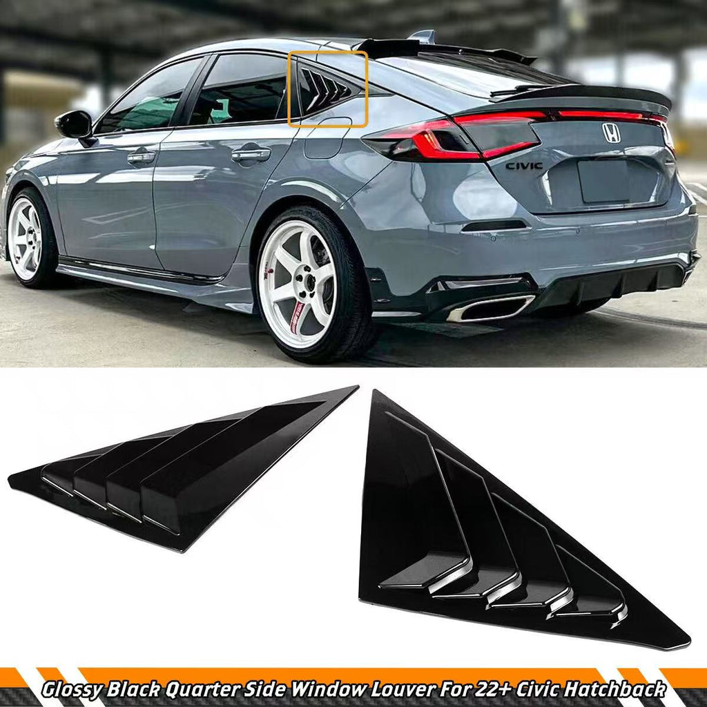 Brand New 2022-2026 Honda Civic Hatchback Exterior Side Window Vent Louver Cover Glossy Black