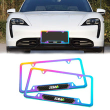 Load image into Gallery viewer, Brand New Universal 2PCS JDM BEGINNER LEAF Neo Chrome Metal License Plate Frame