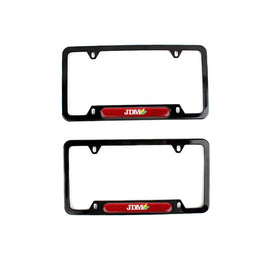 Brand New Universal 2PCS JDM BEGINNER LEAF Glossy Black Metal License Plate Frame
