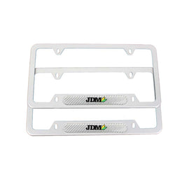 Brand New Universal 2PCS JDM BEGINNER LEAF Silver Metal License Plate Frame