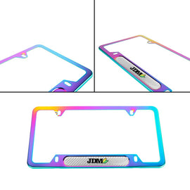 Brand New Universal 1PCS JDM BEGINNER LEAF Neo Chrome Metal License Plate Frame