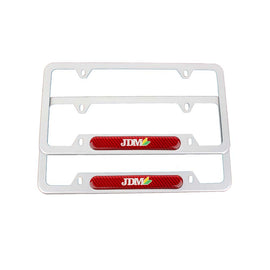 Brand New Universal 2PCS JDM BEGINNER LEAF Silver Metal License Plate Frame