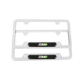 Brand New Universal 2PCS JDM BEGINNER LEAF Silver Metal License Plate Frame