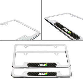 Brand New Universal 2PCS JDM BEGINNER LEAF Chrome Metal License Plate Frame
