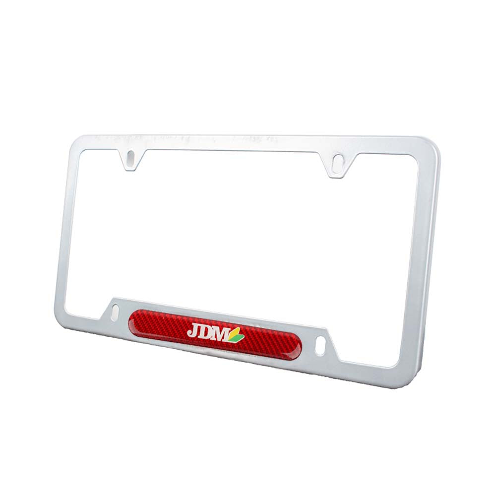 Brand New Universal 2PCS JDM BEGINNER LEAF Silver Metal License Plate Frame