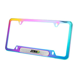 Brand New Universal 2PCS JDM BEGINNER LEAF Neo Chrome Metal License Plate Frame
