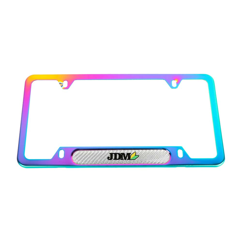 Brand New Universal 1PCS JDM BEGINNER LEAF Neo Chrome Metal License Plate Frame