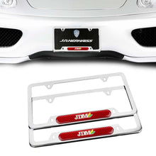 Load image into Gallery viewer, Brand New Universal 2PCS JDM BEGINNER LEAF Chrome Metal License Plate Frame