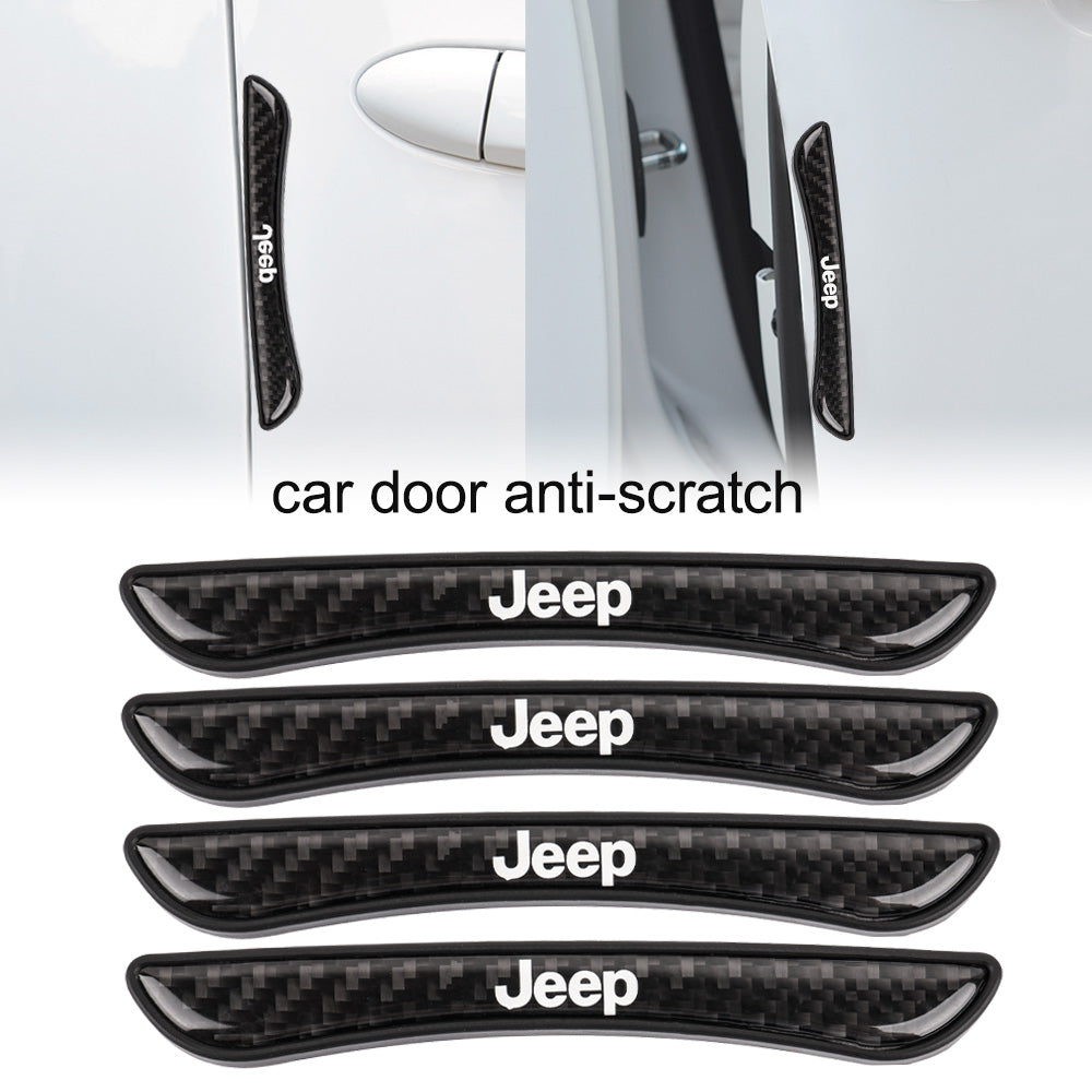 Brand New 4PCS JEEP Real Carbon Fiber Anti Scratch Badge Car Door Handle Cover Trim
