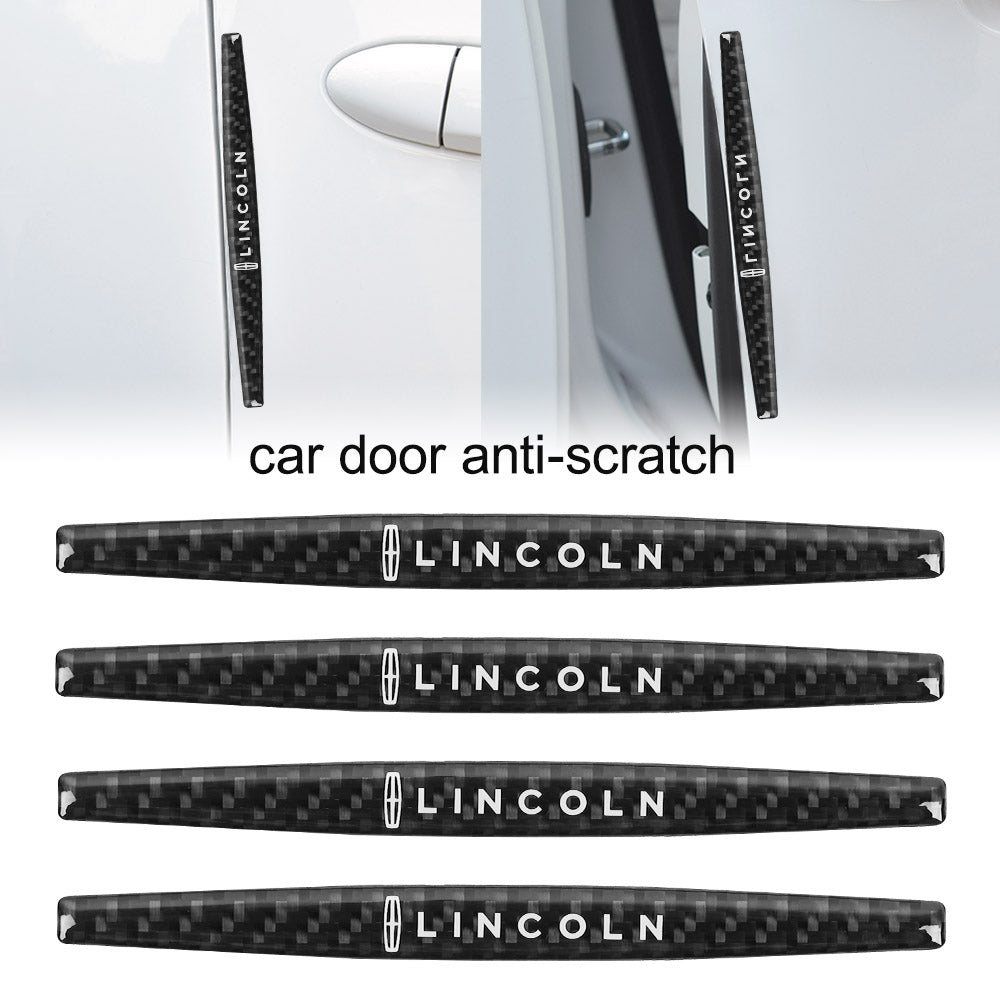 Brand New 4PCS Lincoln Real Carbon Fiber Anti Scratch Badge Car Door Handle Cover Trim