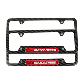 Brand New Universal 2PCS Mazdaspeed Carbon Fiber Look Metal License Plate Frame