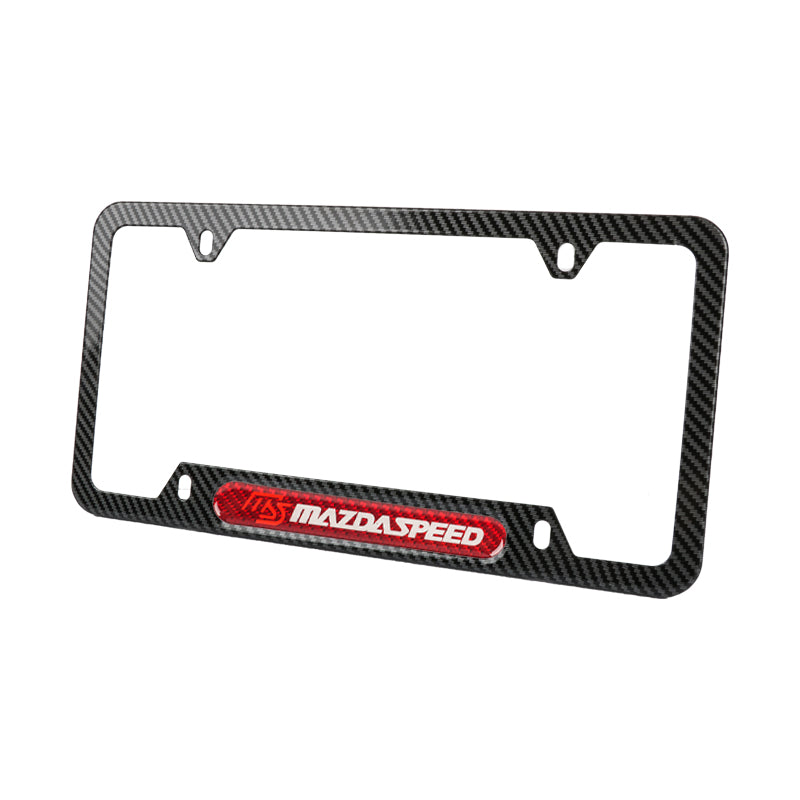 Brand New Universal 2PCS Mazdaspeed Carbon Fiber Look Metal License Plate Frame