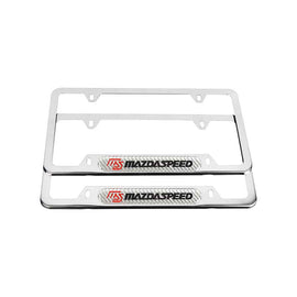 Brand New Universal 2PCS Mazdaspeed Chrome Metal License Plate Frame