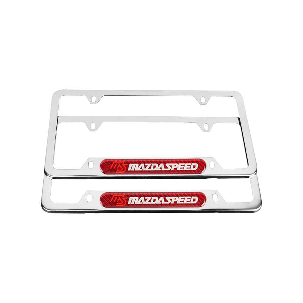 Brand New Universal 2PCS MAZDASPEED Chrome Metal License Plate Frame
