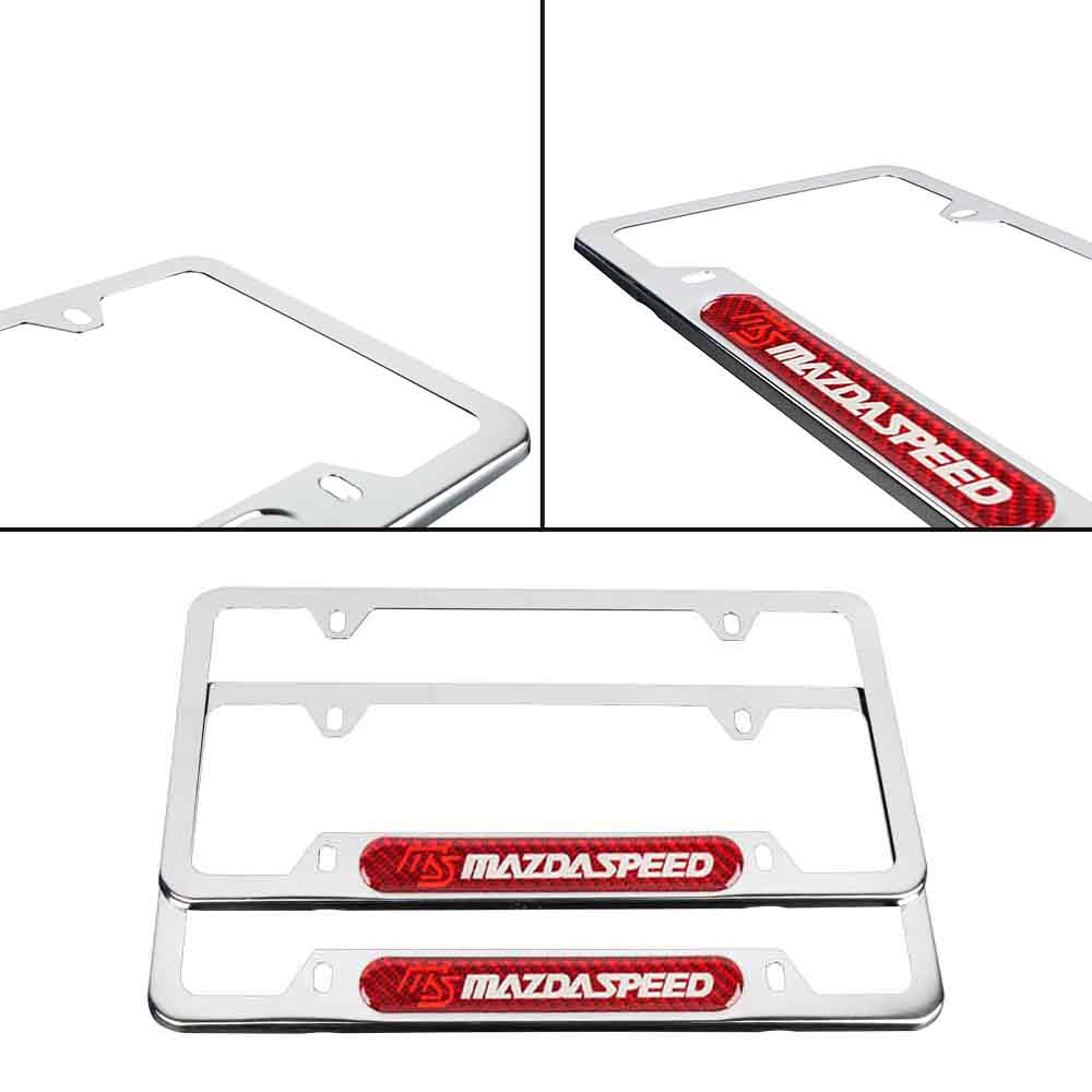 Brand New Universal 2PCS MAZDASPEED Chrome Metal License Plate Frame