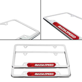 Brand New Universal 2PCS MAZDASPEED Chrome Metal License Plate Frame