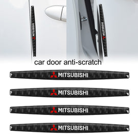 Brand New 4PCS Mitsubishi Real Carbon Fiber Anti Scratch Badge Car Door Handle Cover Trim