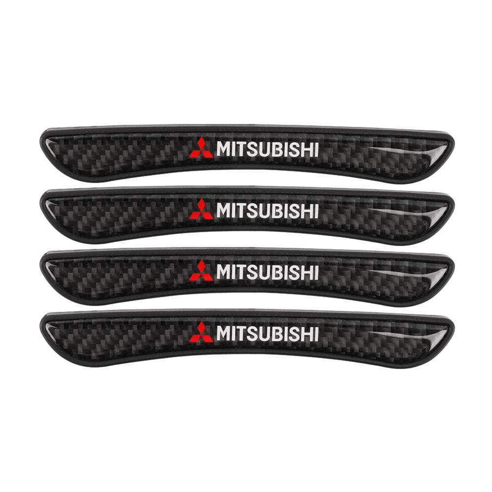 Brand New 4PCS Mitsubishi Real Carbon Fiber Anti Scratch Badge Car Door Handle Cover Trim