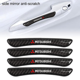 Brand New 4PCS Mitsubishi Real Carbon Fiber Anti Scratch Badge Car Door Handle Cover Trim