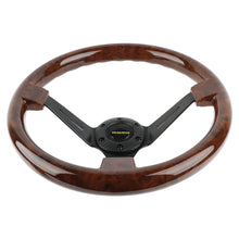 Load image into Gallery viewer, Brand New 350mm 14&quot; Universal Momo Deep Dish Dark Wood ABS Racing Steering Wheel Black Spoke