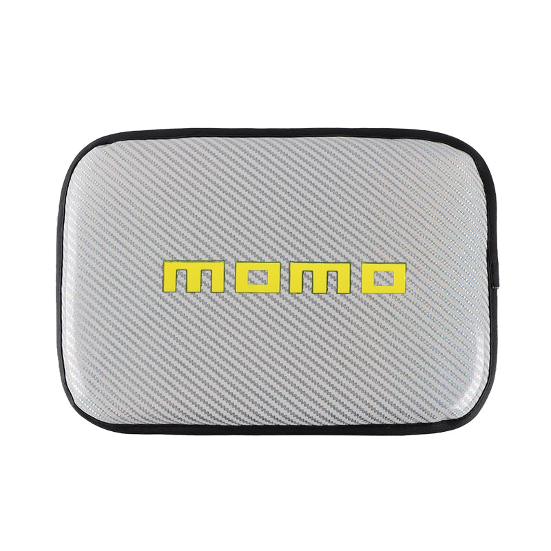 BRAND NEW UNIVERSAL MOMO CARBON FIBER SILVER Car Center Console Armrest Cushion Mat Pad Cover