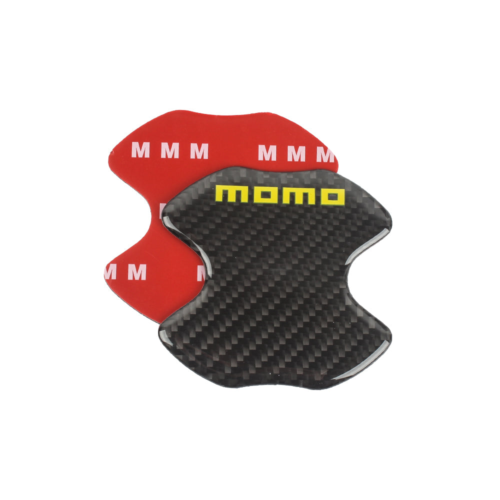 BRAND NEW UNIVERSAL 2PCS MOMO REAL CARBON FIBER ANTI-SCRATCH DOOR HANDLE PROTECTOR