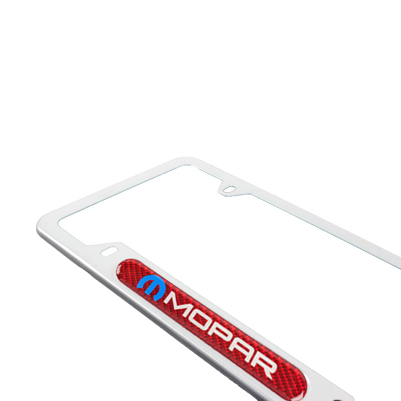 Brand New Universal 2PCS MOPAR Silver Metal License Plate Frame