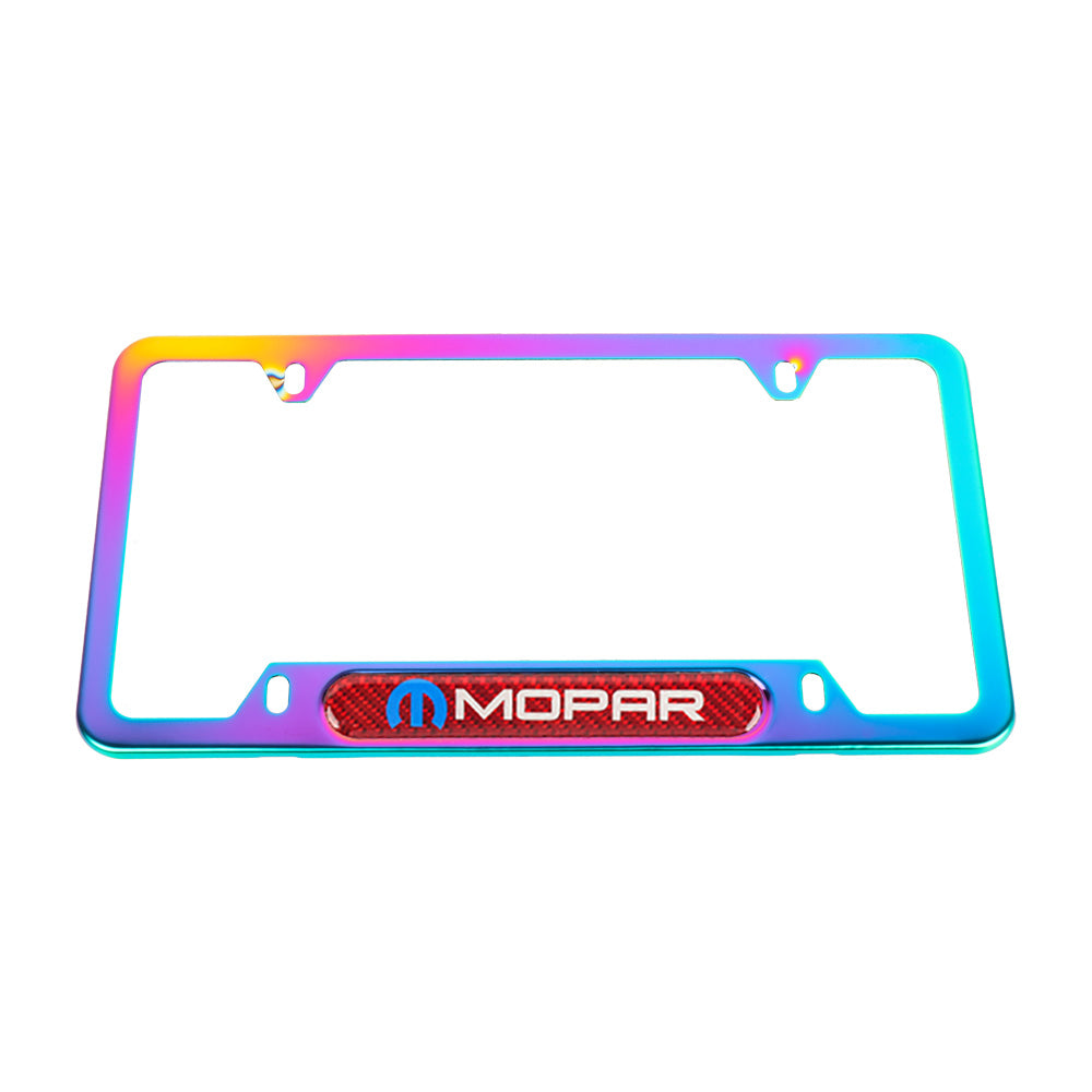 Brand New Universal 2PCS Mopar Neo Chrome Metal License Plate Frame