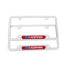 Brand New Universal 2PCS MOPAR Silver Metal License Plate Frame
