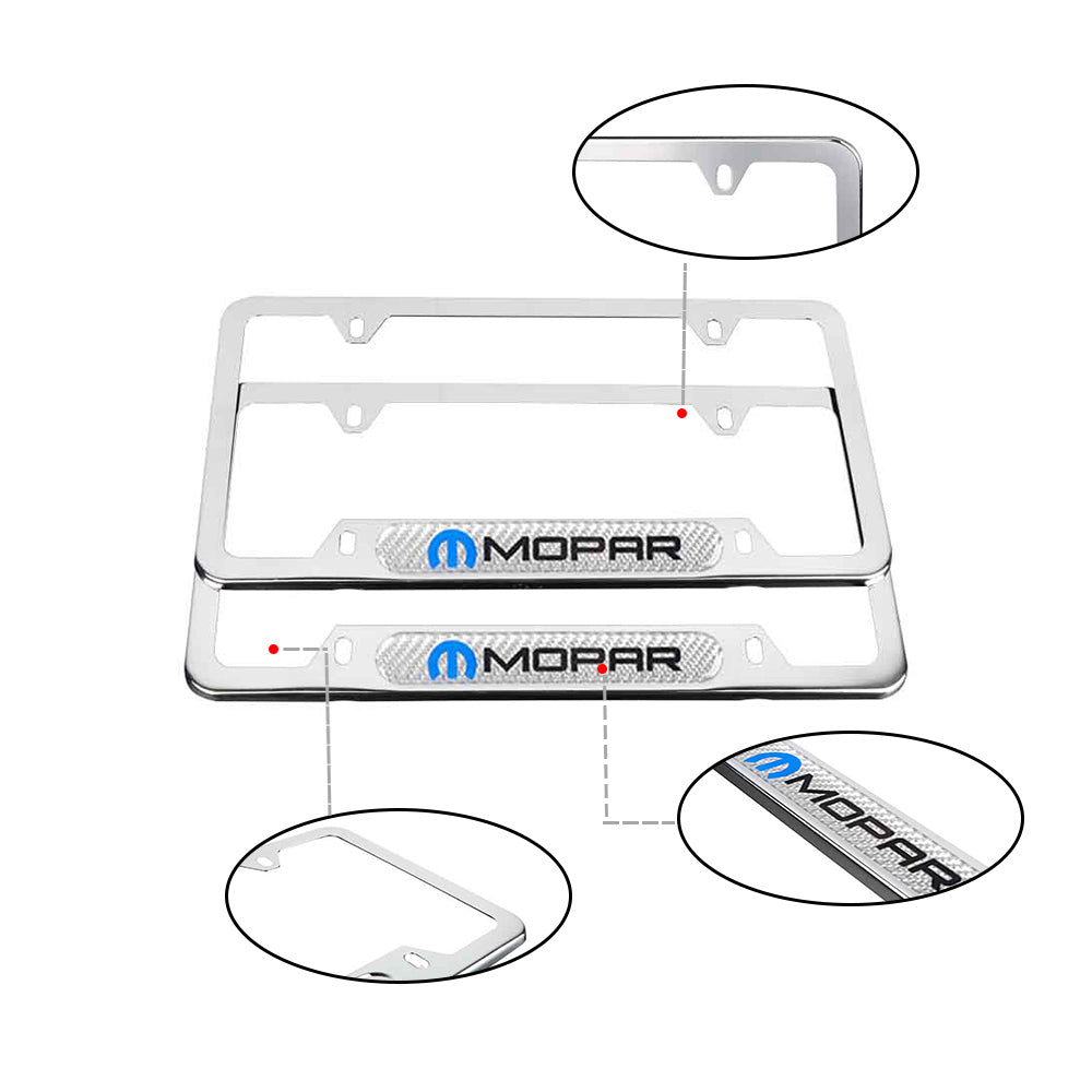 Brand New Universal 2PCS Mopar Chrome Metal License Plate Frame