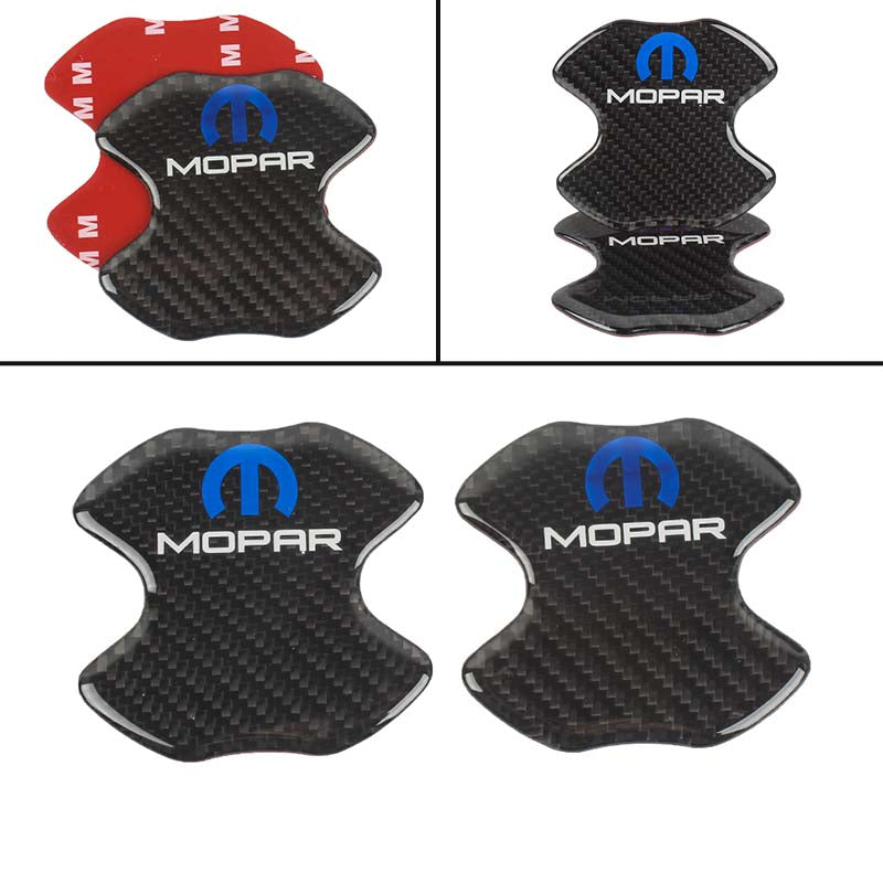 BRAND NEW UNIVERSAL 2PCS MOPAR REAL CARBON FIBER ANTI-SCRATCH DOOR HANDLE PROTECTOR